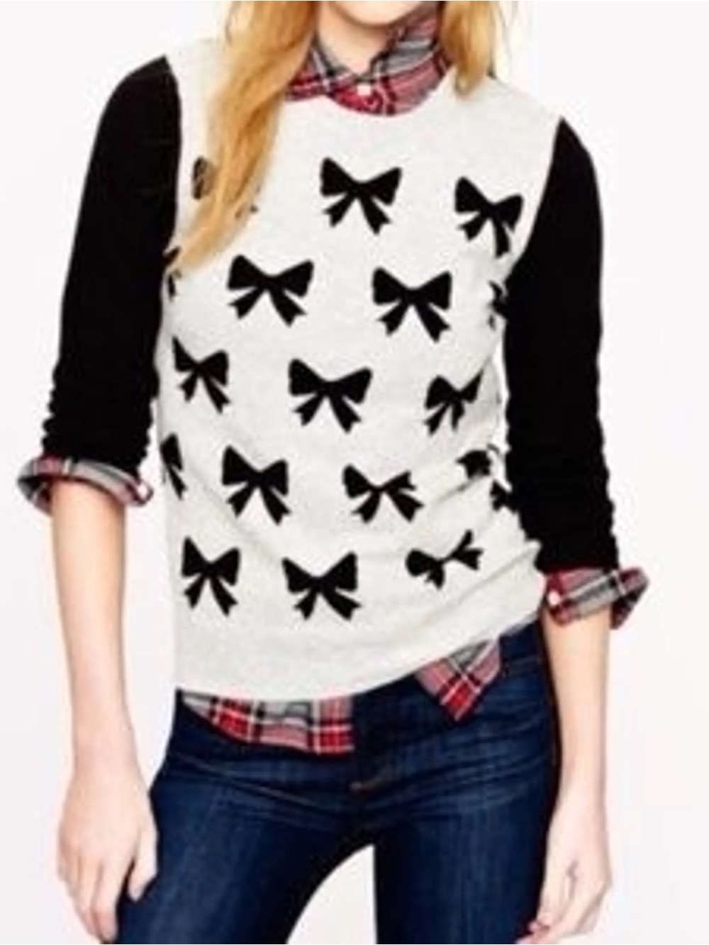 😎 J. Crew bow tie wool blend sweater